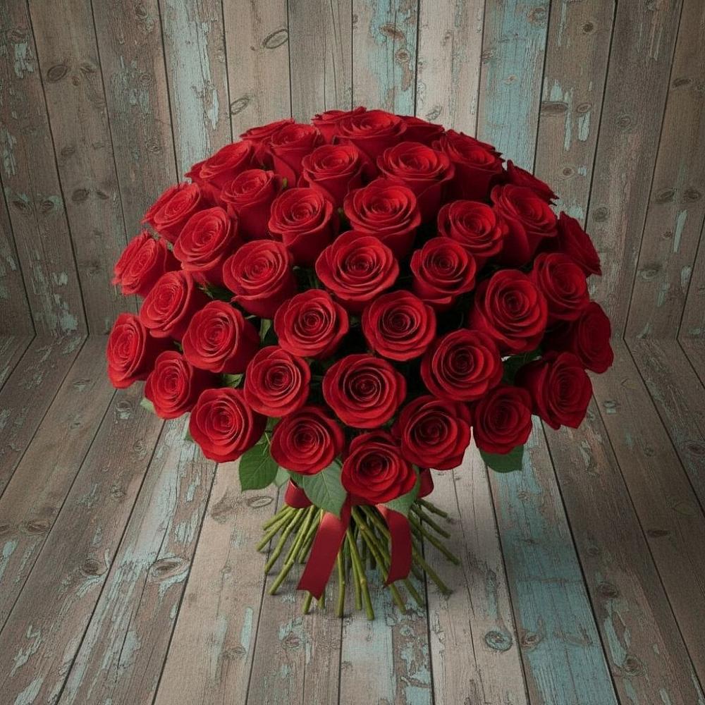 Букет 55 Красных роз Фридом в Кесову Гору