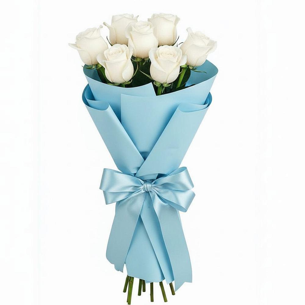 Букет 7 белых роз Проуд в Кесову Гору