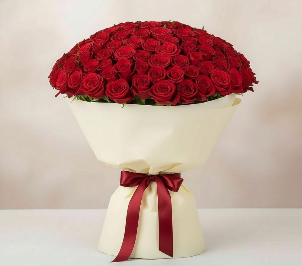 Букет 101 Красная роза Милано в Кесову Гору