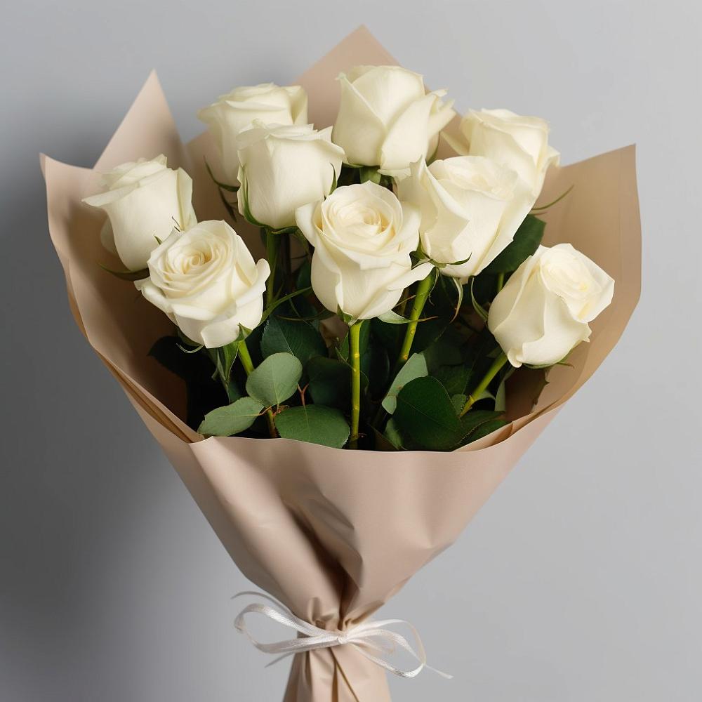 Букет 9 Белых роз Эдлесс Лав в Кесову Гору