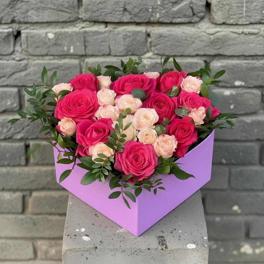 Цветочная композиция из Розы в коробке в Кесову Гору