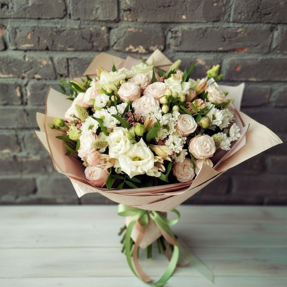 Букет цветов из: Альстромерии, Розы и Хризантемы в Кесову Гору
