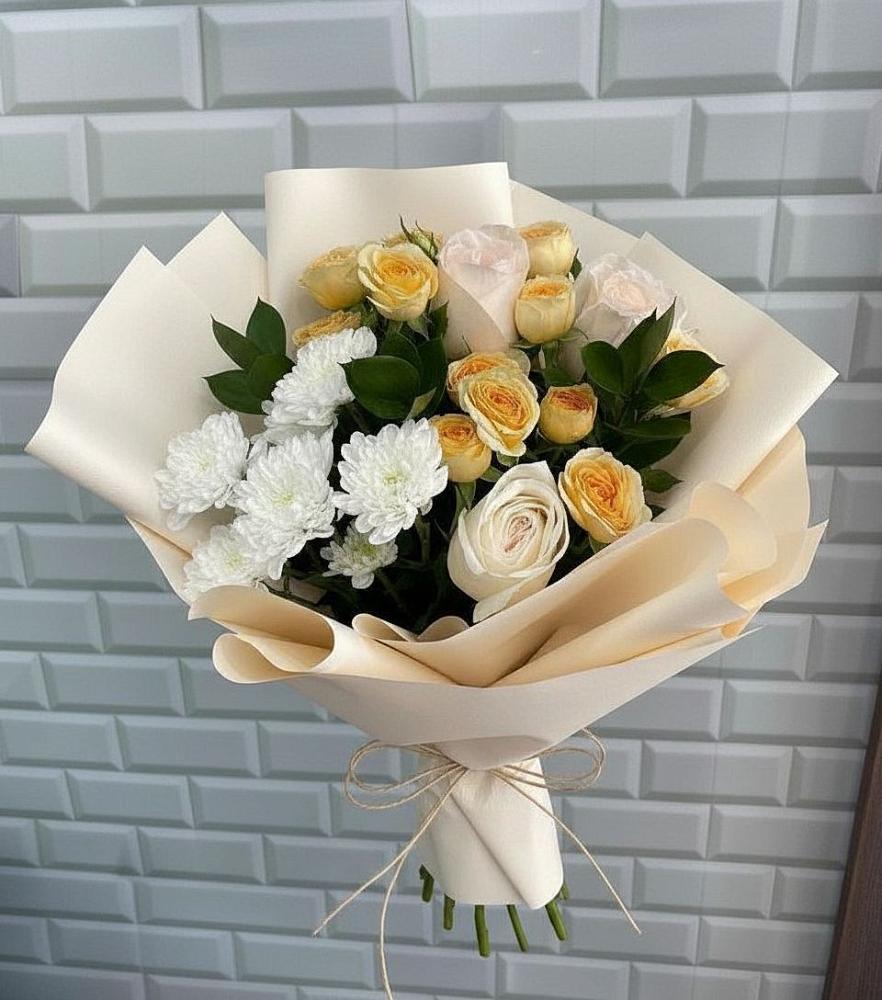 Букет цветов из: Розы и Хризантемы в Кесову Гору