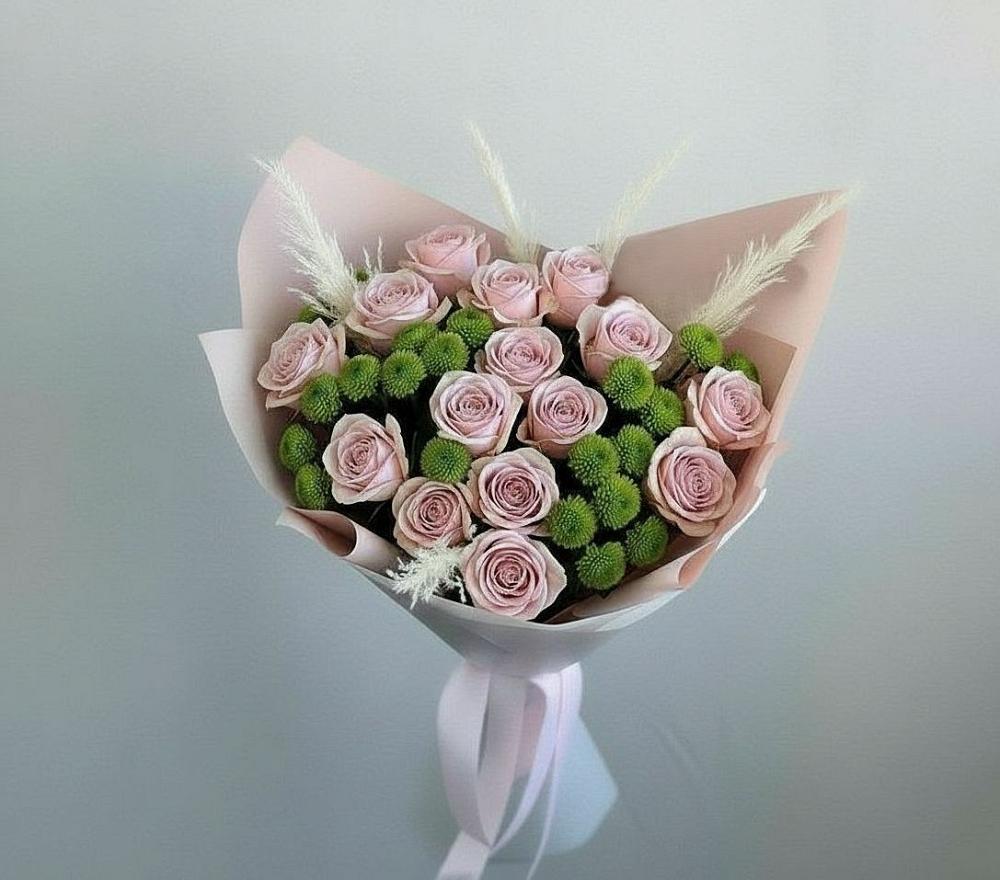 Букет цветов из: Розы и Хризантемы в Кесову Гору