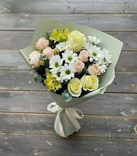 Букет цветов из:  Альстромерии, Розы и Хризантемы в Кесову Гору
