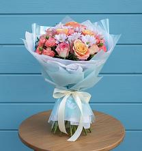 Букет цветов из:  Хризантемы и Розы в Кесову Гору